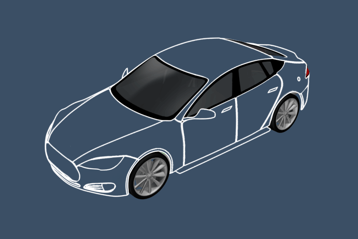 Animation of car body being removed to see EV car battery