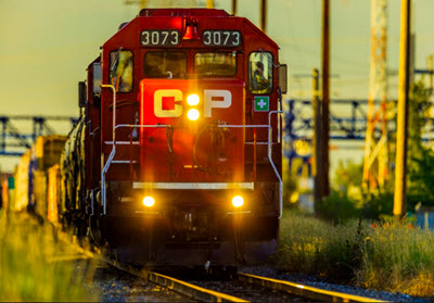 Freight train entering rail yard