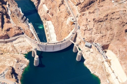 Aerial view of a water energy plant