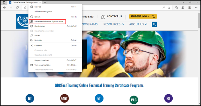 GBCTechTraining website