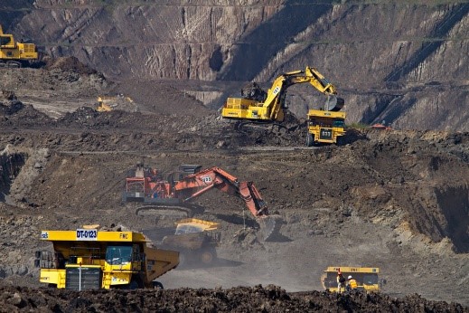 Mining equipment at a work site