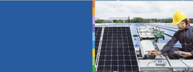 Solar tech repairing solar panel