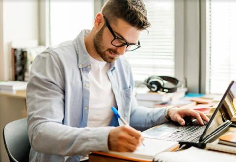 student studying at home