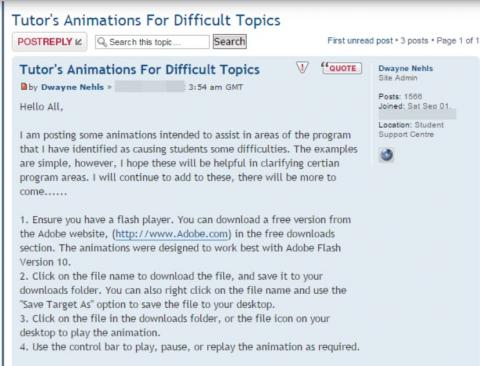 Tutor post in discussion forum