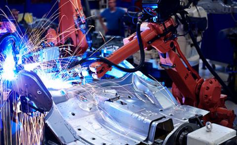 welding robot in automotive plant